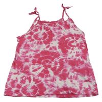 Tmavorůžovo-bílý batikovaný top H&M