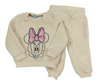 2set - Béžová chlupatá mikina s Minnií + tepláky Disney