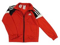 Červeno-černá propínací sportovní mikina s logem Adidas