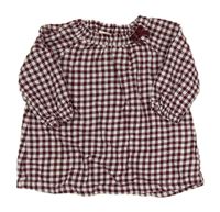 Vínovo-bílá kostkovaná halenka s mašlí H&M