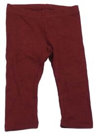 Vínové žebrované legíny H&M