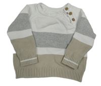 Bílo-šedo-béžový svetr Nutmeg