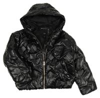 Černá šusťáková zimní bunda s kapucí River Island 