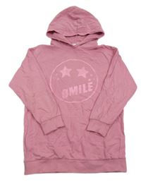 Růžová mikina se smajlíkem a kapucí Name it