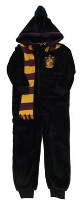 Černá chlupatá kombinéza s kapucí - Harry Potter 