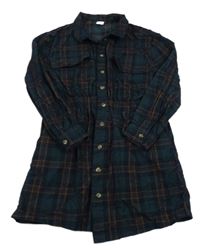 Petrolejovo-barevné kostkované košilové šaty Next 