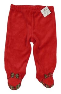 Nové - Červené sametové polodupky s mašličkami 