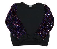 Černá mikina s chlupatými rukávy a flitry Kiki&Koko