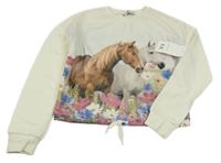 Nové - Smetanová crop mikina s koníky C&A