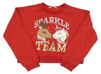 Černá crop mikina s jednorožcem a sobem H&M