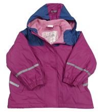 Růžovo-modrá nepromokavá jarní bunda s kapucí Papagino
