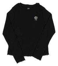 Černé žebrované triko se sluníčkem M&S