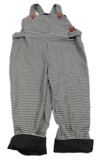 Černo-bílé vzorované laclové kalhoty 