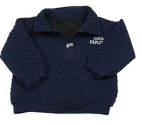 Tmavomodrá vzorovaná mikina s klokankou Matalan