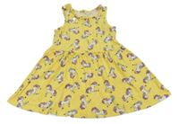 Žluté bavlněné šaty s jednorožci C&A