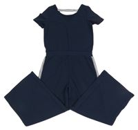 Tmavomodrý kalhotový culottes overal s pruhy Milla Star 