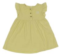 Žluté žebrované bavlněné šaty s duhou Topomini