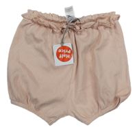 Nové - Světlerůžové žebrované kraťasy s volánky Tu