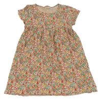 Světlerůžové bavlněné šaty s kytičkami Vertbaudet