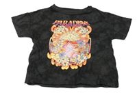 Šedo-černé batikované tričko s potiskem Nutmeg