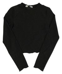 Černé třpytivé crop triko H&M