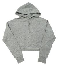 Šedá melírovaná crop mikina s kapucí H&M
