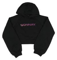 Černá crop mikina s logem a kapucí Donnay 