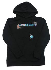 Černá mikina s Minecraft a kapsou a kapucí 