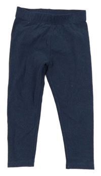 Tmavomodré melírované žebrované teplákové legíny Nutmeg