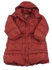 Vínový prošívaný šusťákový zimní kabát s kapucí Next