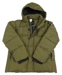 Nové - khaki prošívaná šusťáková zimní bunda s odepínací kapucí beatwear