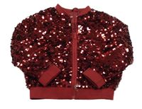 Vínový tylový flitrový jarní bomber H&M