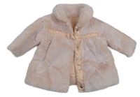 Světlerůžový kožešinový zateplený kabát s mašlí a límečkem Nutmeg