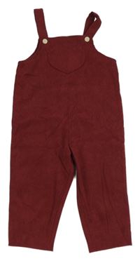 Vínové manšestrové laclové kalhoty se srdíčkovou kapsou SHEIN