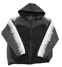 Černo-tmavošedo-bílá thermo propínací mikina s bílým vzorem a kapucí X Rebel