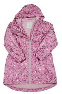Růžovo-metalická vzorovaná šusťáková jarní parka s kapucí Matalan