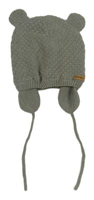 Šedokhaki vzorovaná zavazovací čepice s oušky 