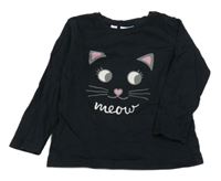 Černé triko s kočičkou bpc