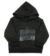 Černá mikina s nápisy a kapucí