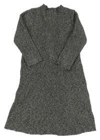 Šedo-černé melírované žebrované úpletové šaty ZARA