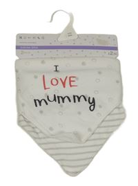 Nové - 2x - Bílo-šedý šátek/slinták s nápisy NUTMEG