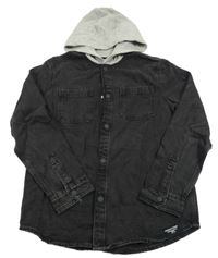 Černá riflová košilová bunda s kapucí M&S