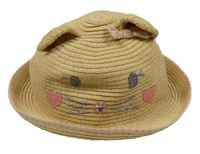 Béžový slaměný klobouk s myškou Monsoon