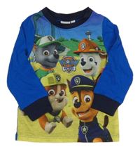 Žluto-modro-safírovo-tmavomodré pyžamové triko s PAW PATROL nickelodeon