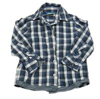 Tmavomodro-černo-bílá kostkovaná košile Topolino