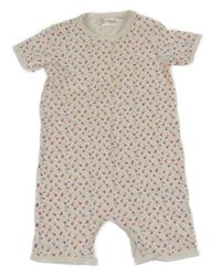 Smetanový vzorovaný kraťasový overal impidimpi