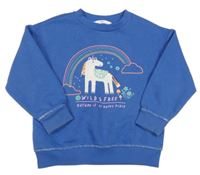 Cobaltově modrá mikina s jednorožcem a duhou M&S