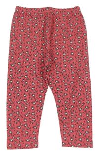 Tmavorůžové kytičkované legíny 