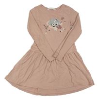 Starorůžové šaty se srnkou a flitry H&M