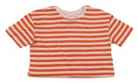 Červeno-světlerůžové pruhované crop tričko PRIMARK
